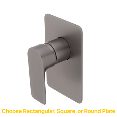 Jena Shower/ Bath Wall Mixer with Round Plates, Brushed Gunmetal