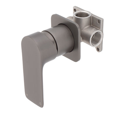 Jena Shower/ Bath Wall Mixer with Square Plates, Brushed Gunmetal