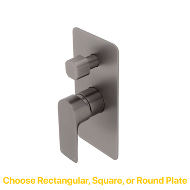 Jena Shower/ Bath Wall Mixer with Diverter and Round Plates, Brushed Gunmetal