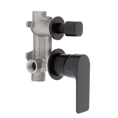 Jena Shower/ Bath Wall Mixer with Diverter and Round Plates, Matte Black