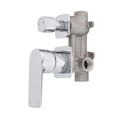 Jena Shower/ Bath Wall Mixer with Diverter and Square Plates, Polished Chrome
