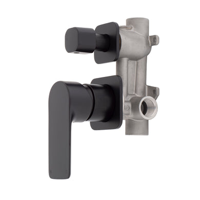 Jena Shower/ Bath Wall Mixer with Diverter and Square Plates, Matte Black