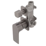 Jena Shower/ Bath Wall Mixer with Diverter and Square Plates, Brushed Gunmetal