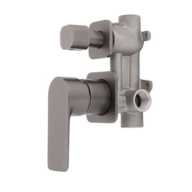 Jena Shower/ Bath Wall Mixer with Diverter and Square Plates, Brushed Gunmetal