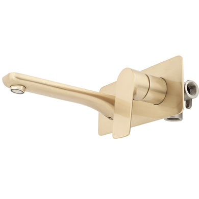 Jena Wall Mounted Basin/ Bath Mixer with Spout, PVD Brushed Brass (Gold)
