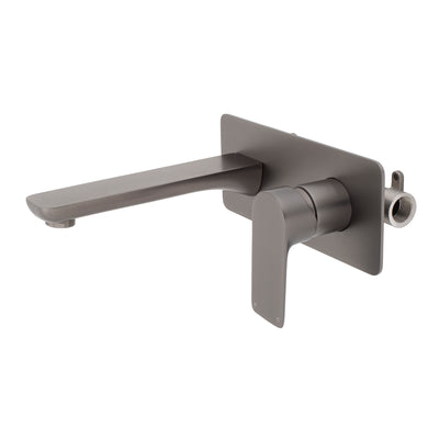 Jena Wall Mounted Basin/ Bath Mixer with Spout, PVD Brushed Gunmetal