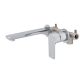 Jena Wall Mounted Basin/ Bath Mixer with Spout and Round Plates, Polished Chrome