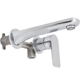 Jena Wall Mounted Basin/ Bath Mixer with Spout and Round Plates, Polished Chrome