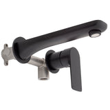 Jena Wall Mounted Basin/ Bath Mixer with Spout and Round Plates, Matte Black
