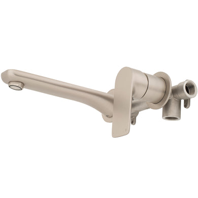 Jena Wall Mounted Basin/ Bath Mixer with Spout and Round Plates, Brushed Nickel