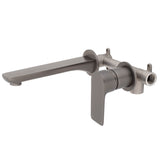 Jena Wall Mounted Basin/ Bath Mixer with Spout and Round Plates, Brushed Gunmetal