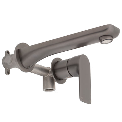 Jena Wall Mounted Basin/ Bath Mixer with Spout and Round Plates, Brushed Gunmetal