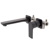 Jena Wall Mounted Basin/ Bath Mixer with Spout and Square Plates, Matte Black