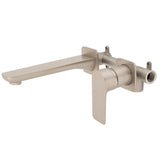 Jena Wall Mounted Basin/ Bath Mixer with Spout and Square Plates, Brushed Nickel