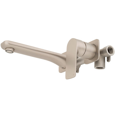 Jena Wall Mounted Basin/ Bath Mixer with Spout and Square Plates, Brushed Nickel