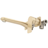 Jena Wall Mounted Basin/ Bath Mixer with Spout and Square Plates, Brushed Brass (Gold)