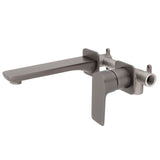 Jena Wall Mounted Basin/ Bath Mixer with Spout and Square Plates, Brushed Gunmetal