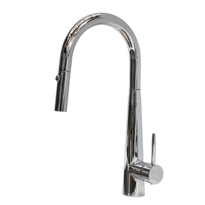 Profile Rise Gooseneck Kitchen Sink Mixer with Pull-Out, Polished Chrome