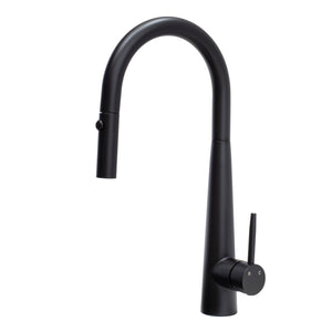 Profile Rise Gooseneck Kitchen Sink Mixer with Pull-Out, Chromium Matte Black