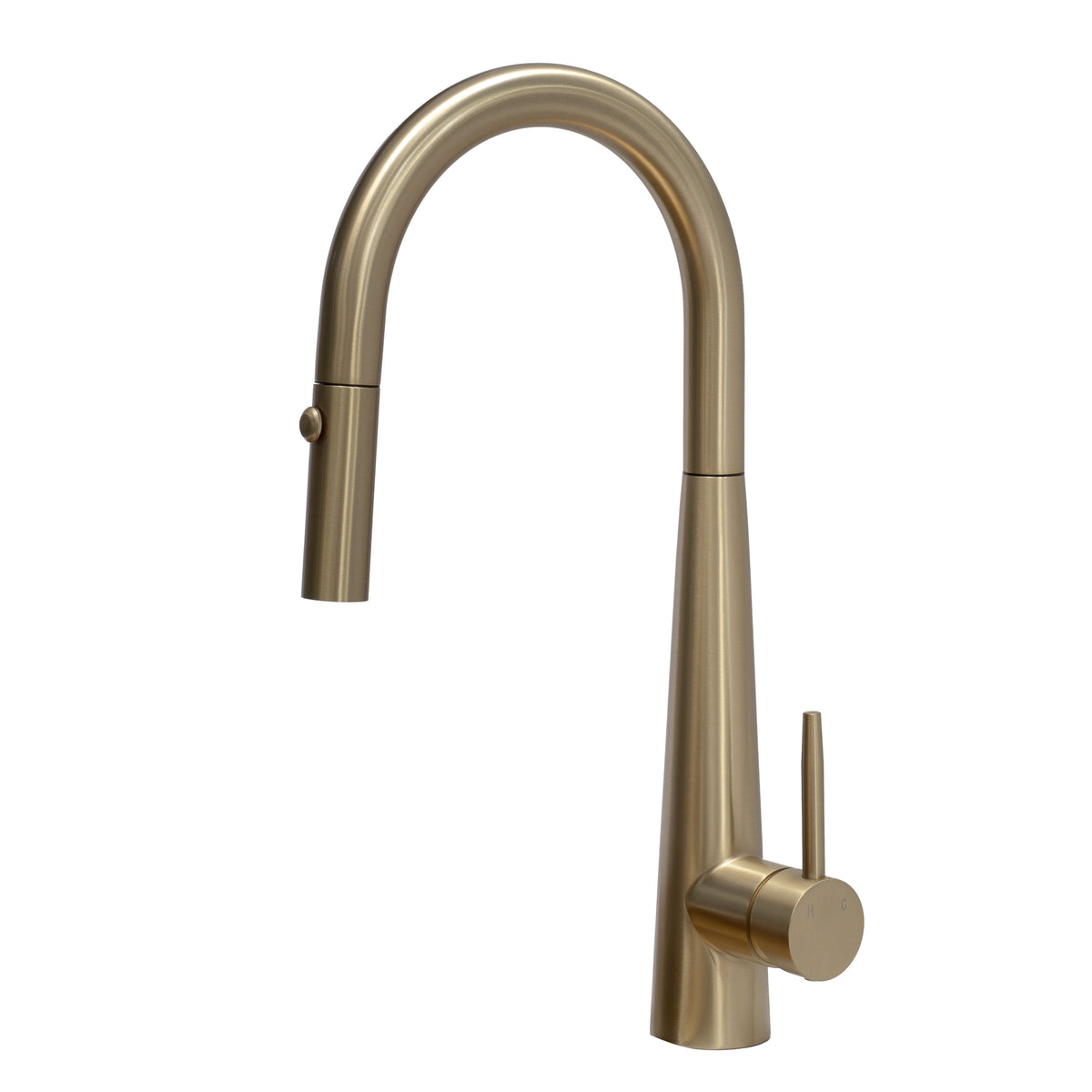 Profile Rise Gooseneck Kitchen Sink Mixer with Pull-Out, PVD Brushed Brass (Gold)