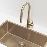 Profile Rise Gooseneck Kitchen Sink Mixer with Pull-Out, PVD Brushed Brass Gold