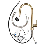 Profile Rise Gooseneck Kitchen Sink Mixer with Sensor and Pull-Out, PVD Brushed Brass Gold