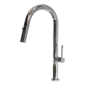 Profile Elegant Gooseneck Kitchen Sink Mixer with Pull-Out, Polished Chrome