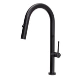 Profile Elegant Gooseneck Kitchen Sink Mixer with Pull-Out, Chromium Matte Black