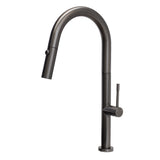 Profile Elegant Gooseneck Kitchen Sink Mixer with Pull-Out, PVD Brushed Gunmetal