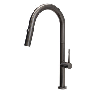 Profile Elegant Gooseneck Kitchen Sink Mixer with Pull-Out, PVD Brushed Gunmetal