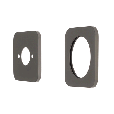 Soft Square 60mm Plates for Kiki/Jena Wall Mixer with Spout, PVD Brushed Gunmetal