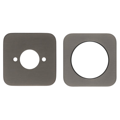 Soft Square 60mm Plates for Kiki/Jena Wall Mixer with Spout, PVD Brushed Gunmetal