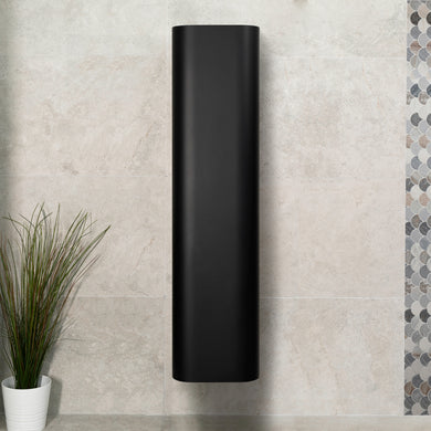 *Clearance* Smooth 390mm Curved Wall Hung Tallboy Cabinet, Matte Black
