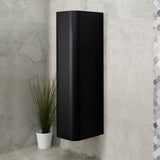 *Clearance* Smooth 390mm Curved Wall Hung Tallboy Cabinet, Matte Black