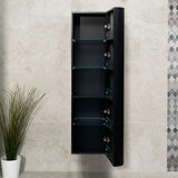 *Clearance* Smooth 390mm Curved Wall Hung Tallboy Cabinet, Matte Black