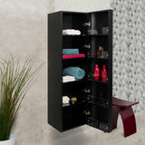 *Clearance* Smooth 390mm Curved Wall Hung Tallboy Cabinet, Matte Black