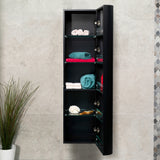 *Clearance* Smooth 390mm Curved Wall Hung Tallboy Cabinet, Matte Black