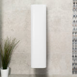*Clearance* Tura Smooth 390mm Curved Wall Hung Tallboy Cabinet, Matte White