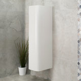 *Clearance* Tura Smooth 390mm Curved Wall Hung Tallboy Cabinet, Matte White