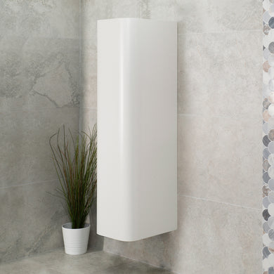 *Clearance* Tura Smooth 390mm Curved Wall Hung Tallboy Cabinet, Matte White