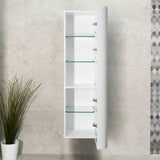 *Clearance* Tura Smooth 390mm Curved Wall Hung Tallboy Cabinet, Matte White