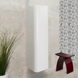 *Clearance* Tura Smooth 390mm Curved Wall Hung Tallboy Cabinet, Matte White