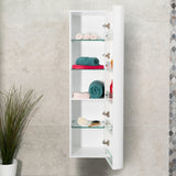 *Clearance* Tura Smooth 390mm Curved Wall Hung Tallboy Cabinet, Matte White