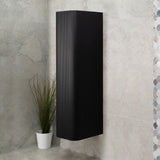 *Clearance* Tura Groove 390mm Curved Wall Hung Tallboy Cabinet, Matte Black