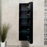 *Clearance* Tura Groove 390mm Curved Wall Hung Tallboy Cabinet, Matte Black