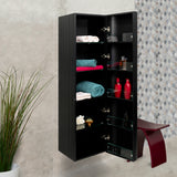 *Clearance* Tura Groove 390mm Curved Wall Hung Tallboy Cabinet, Matte Black