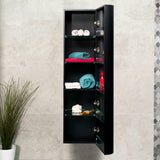 *Clearance* Tura Groove 390mm Curved Wall Hung Tallboy Cabinet, Matte Black