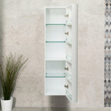 *Clearance* Tura Groove 390mm Curved Wall Hung Tallboy Cabinet, Matte White