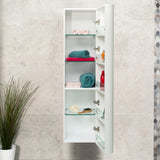 *Clearance* Tura Groove 390mm Curved Wall Hung Tallboy Cabinet, Matte White