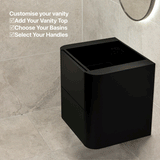 *Clearance* Tura Smooth 600mm Curved Wall Hung Vanity Cabinet, Matte Black
